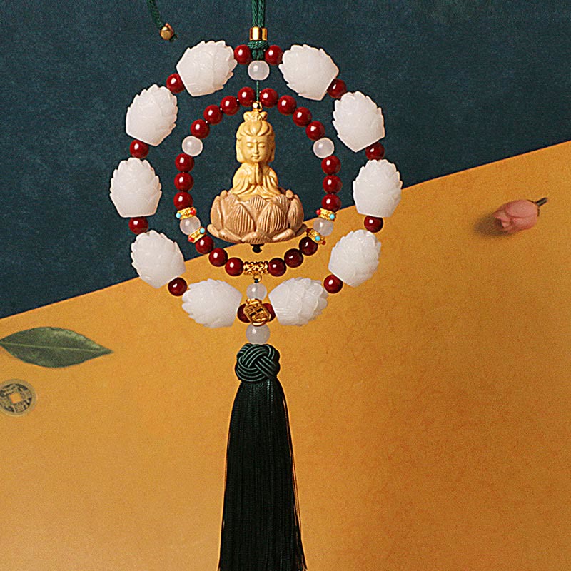 Zinnober &amp; Buchsbaum Buddha Lotus Auto Hängende Dekoration