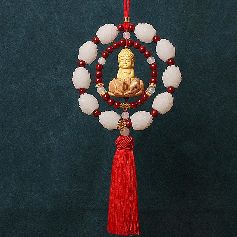 Zinnober &amp; Buchsbaum Buddha Lotus Auto Hängende Dekoration