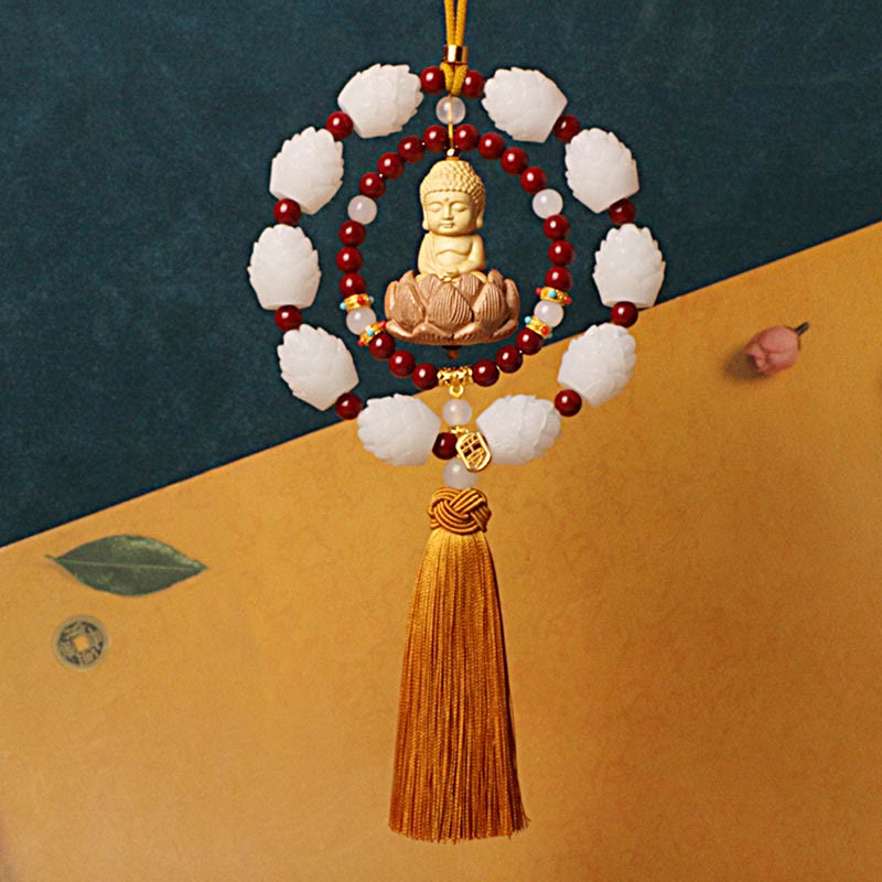 Zinnober &amp; Buchsbaum Buddha Lotus Auto Hängende Dekoration