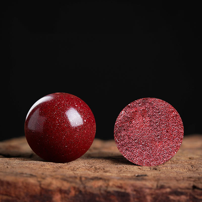 Zinnober-Armband mit Lotus-Silber-Segensgeflecht 6 mm