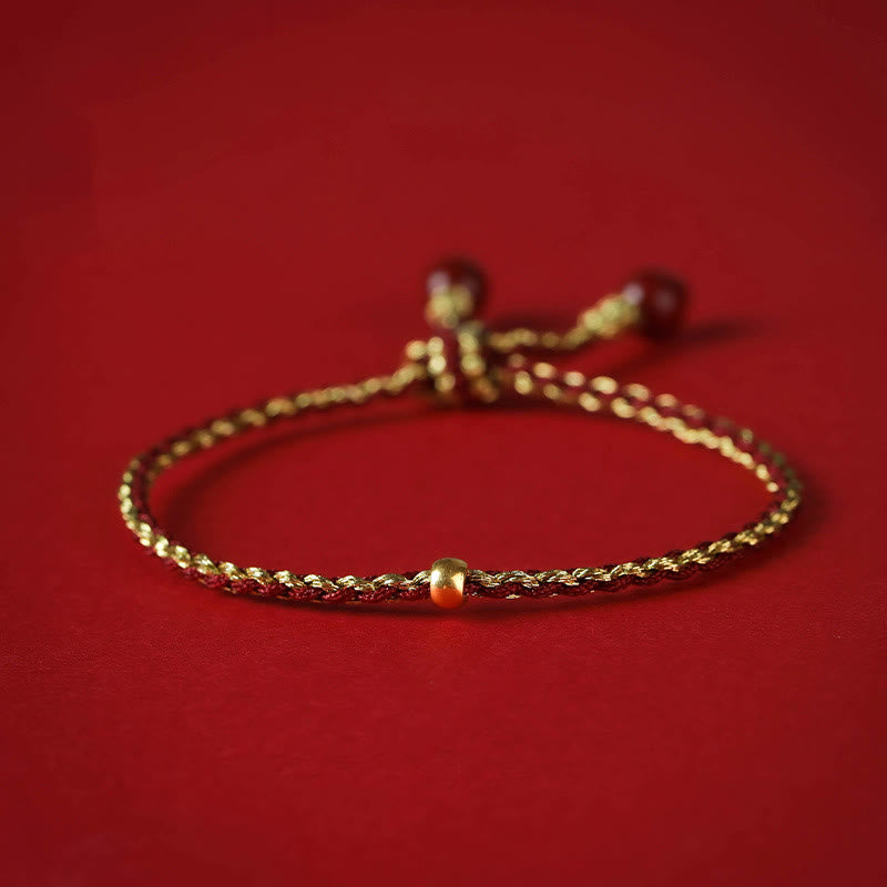 Zinnober-Armband mit Lotus-Silber-Segensgeflecht 6 mm