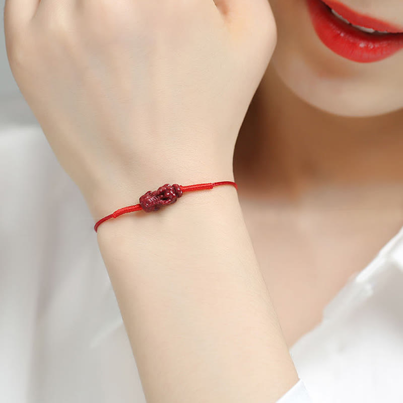 Zinnoberarmband mit Pixiu für Glück und Schutz