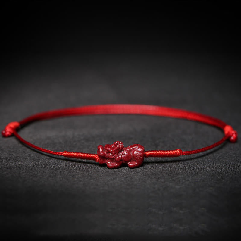 Zinnoberarmband mit Pixiu für Glück und Schutz