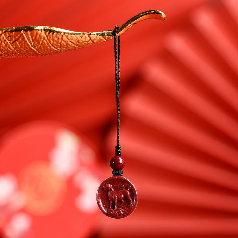 Zinnober-Halskette mit chinesischem Sternzeichen für Ruhe und Ausgeglichenheit