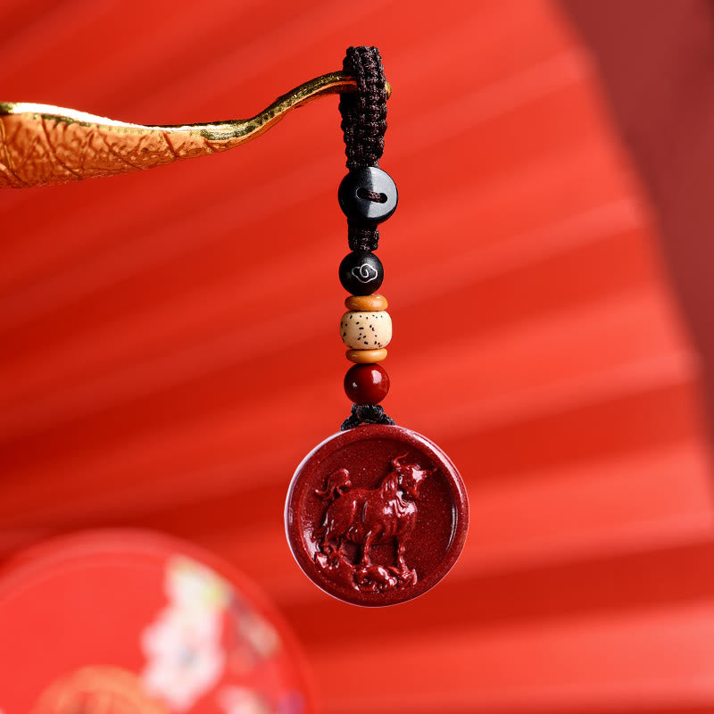 Zinnober-Halskette mit chinesischem Sternzeichen für Ruhe und Ausgeglichenheit