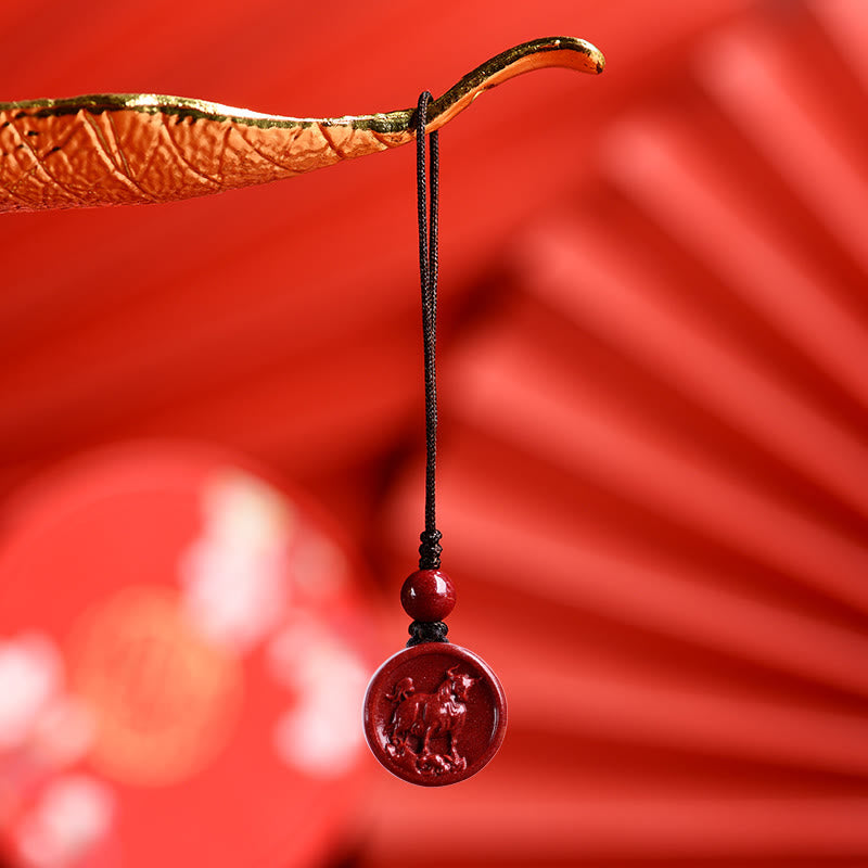 Zinnober-Halskette mit chinesischem Sternzeichen für Ruhe und Ausgeglichenheit
