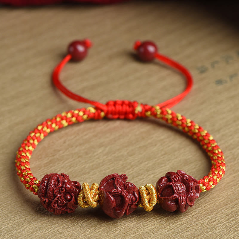 Zinnober-Armband mit rotem Faden, chinesisches Sternzeichen, für Glück und Schutz