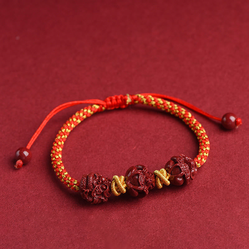 Zinnober-Armband mit rotem Faden, chinesisches Sternzeichen, für Glück und Schutz