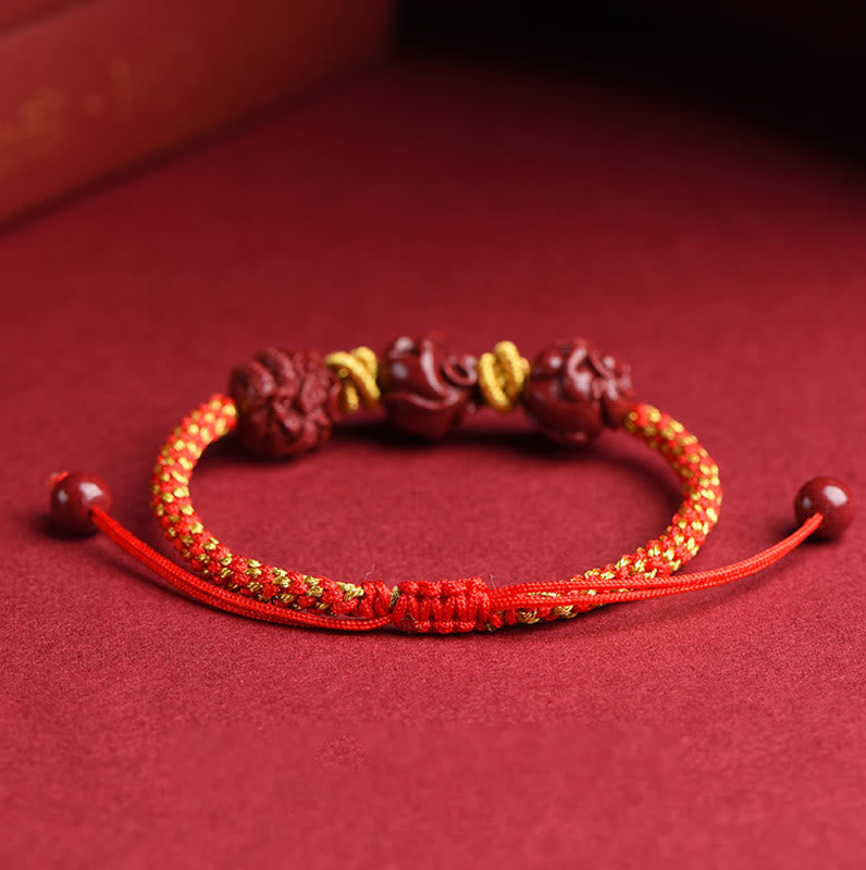 Zinnober-Armband mit rotem Faden, chinesisches Sternzeichen, für Glück und Schutz