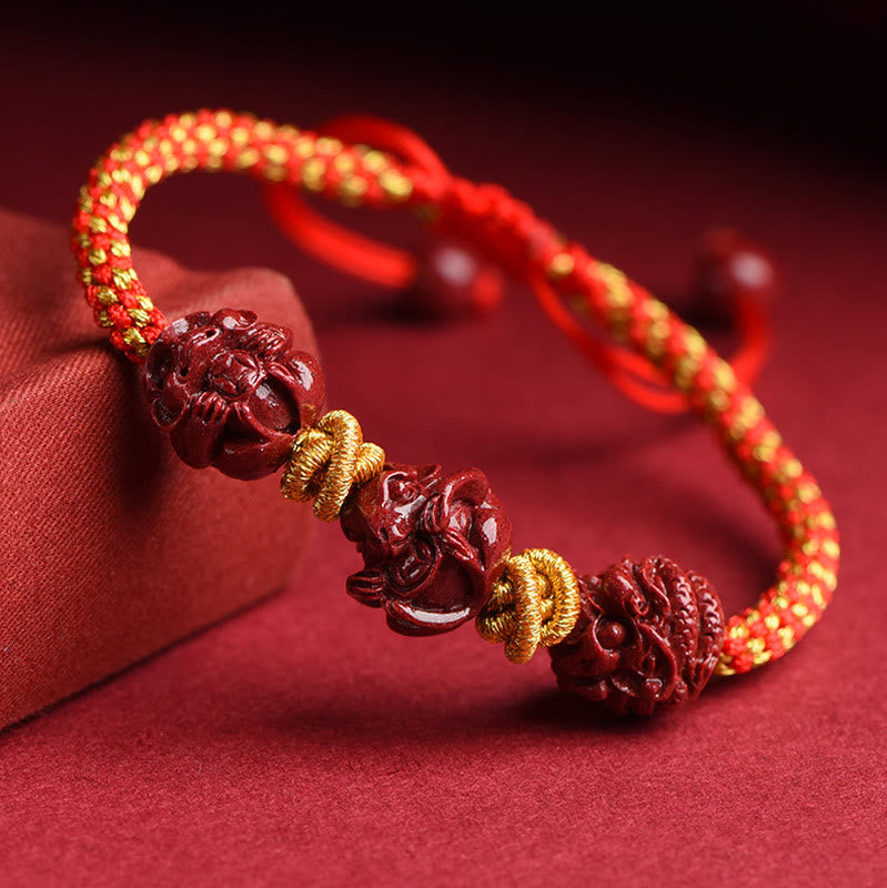 Zinnober-Armband mit rotem Faden, chinesisches Sternzeichen, für Glück und Schutz