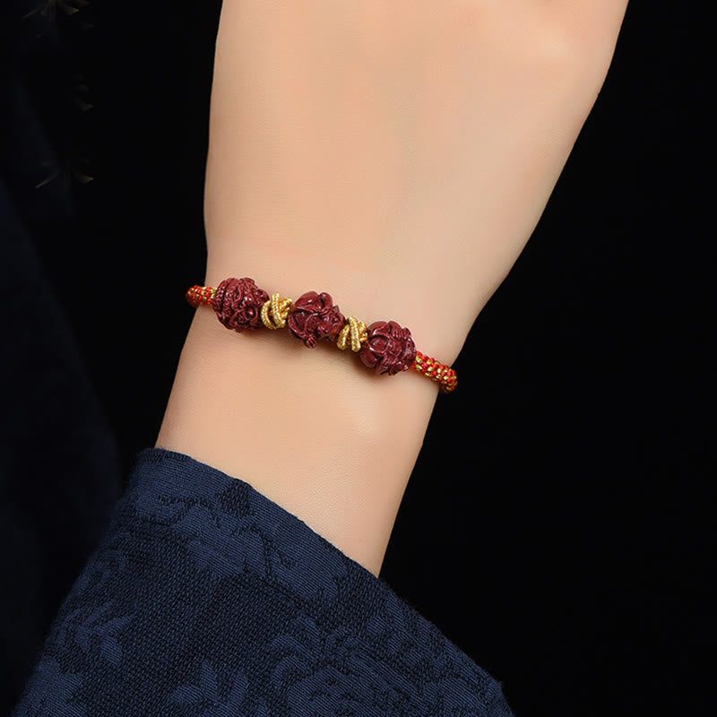 Zinnober-Armband mit rotem Faden, chinesisches Sternzeichen, für Glück und Schutz