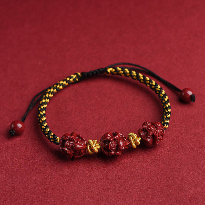 Zinnober-Armband mit rotem Faden, chinesisches Sternzeichen, für Glück und Schutz