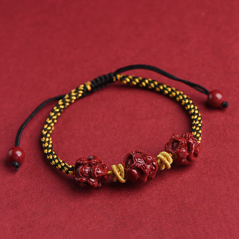 Zinnober-Armband mit rotem Faden, chinesisches Sternzeichen, für Glück und Schutz