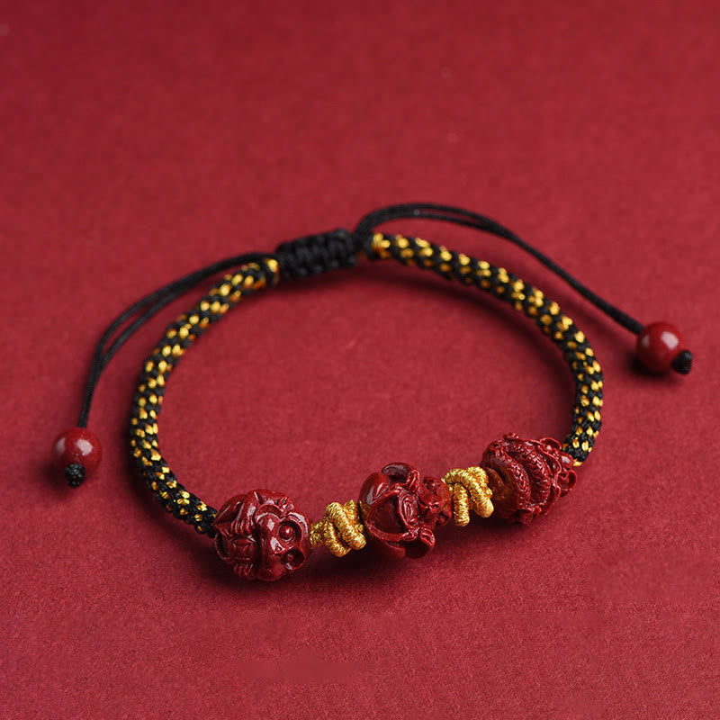 Zinnober-Armband mit rotem Faden, chinesisches Sternzeichen, für Glück und Schutz