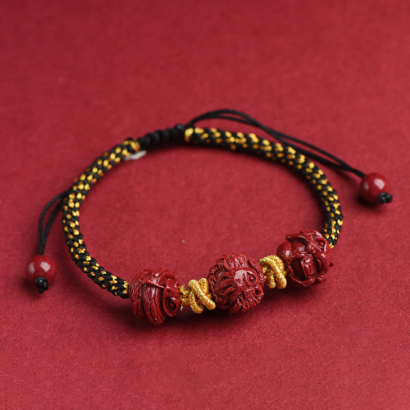 Zinnober-Armband mit rotem Faden, chinesisches Sternzeichen, für Glück und Schutz