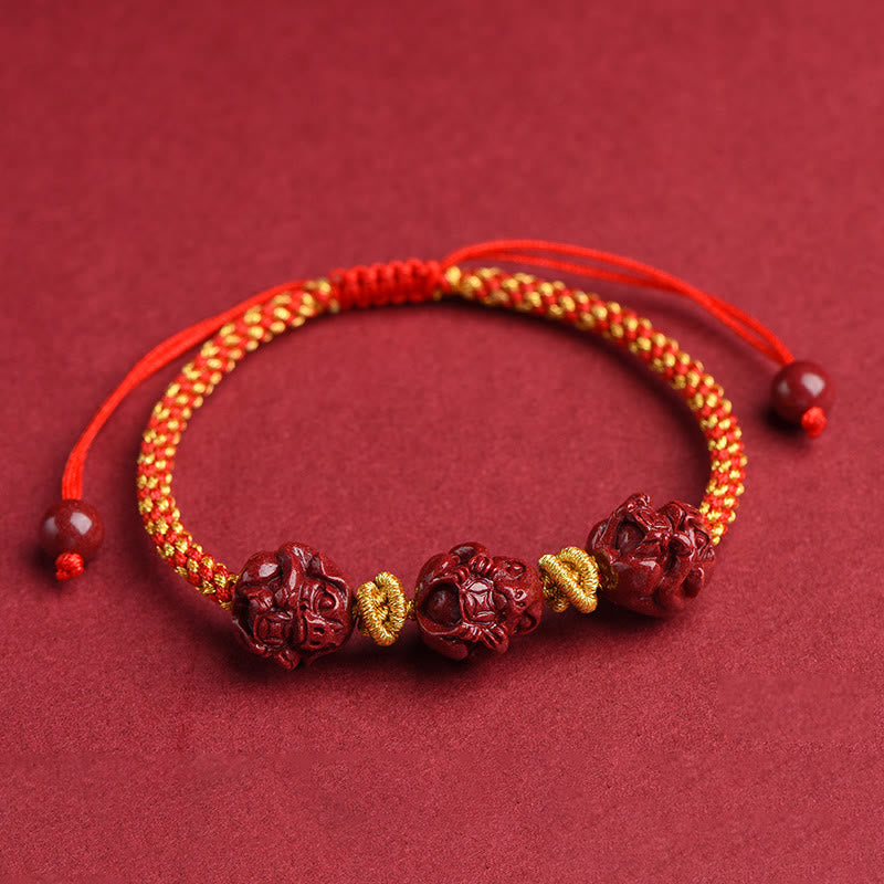 Zinnober-Armband mit rotem Faden, chinesisches Sternzeichen, für Glück und Schutz