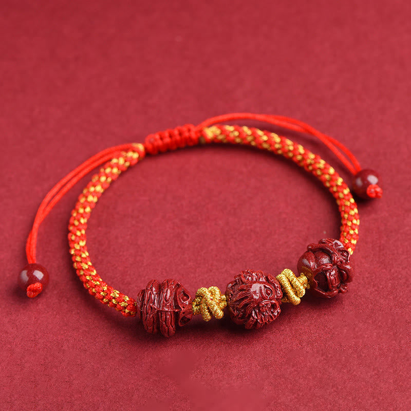 Zinnober-Armband mit rotem Faden, chinesisches Sternzeichen, für Glück und Schutz