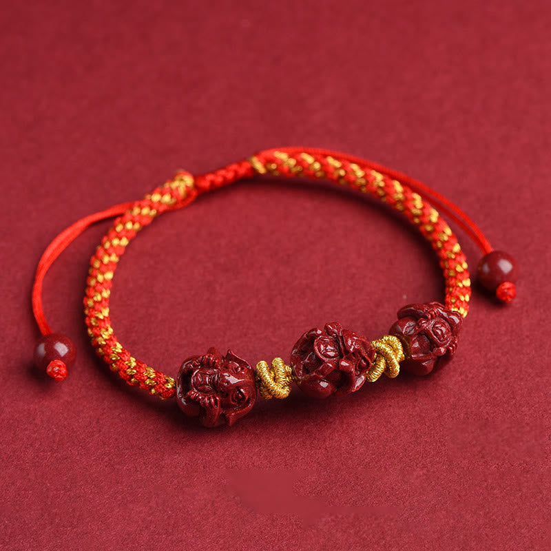 Zinnober-Armband mit rotem Faden, chinesisches Sternzeichen, für Glück und Schutz