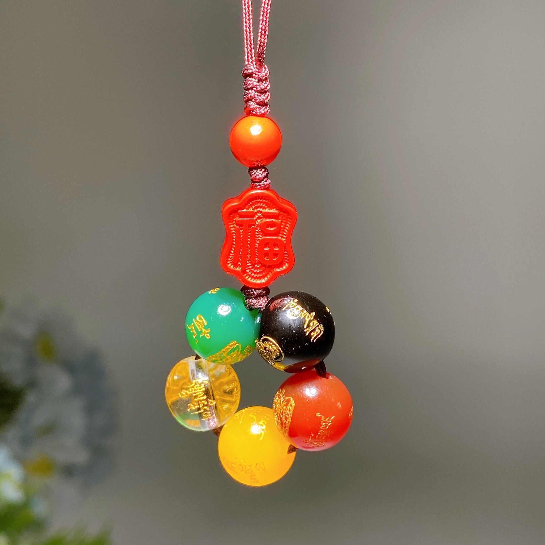 Cinnabar Crystal Hanging Ornament 10cm for Energy Cleansing