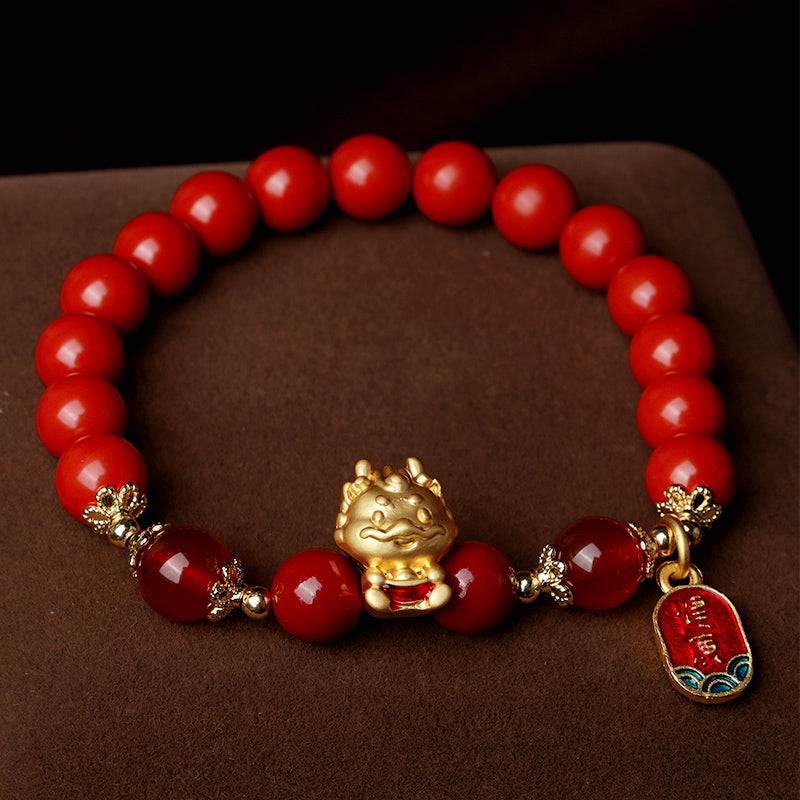 Zinnober-Drachen-Armband für Schutz und Wohlstand, 8 mm Perlen