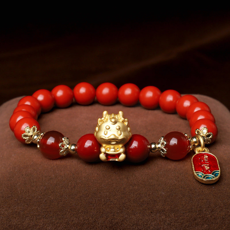 Zinnober-Drachen-Armband für Schutz und Wohlstand, 8 mm Perlen