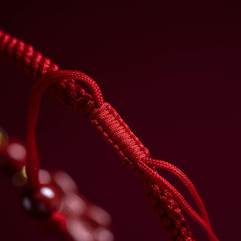 Cinnabar Fu Charakter 14–20 cm rote Schnur geflochtenes Armband