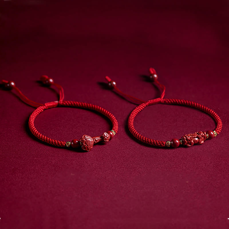 Cinnabar Fu Charakter 14–20 cm rote Schnur geflochtenes Armband