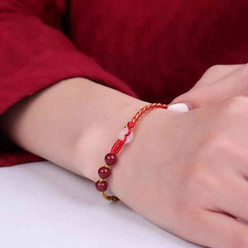 Zinnober-Jade-Armband mit Friedensschnalle für Ruhe und Segen