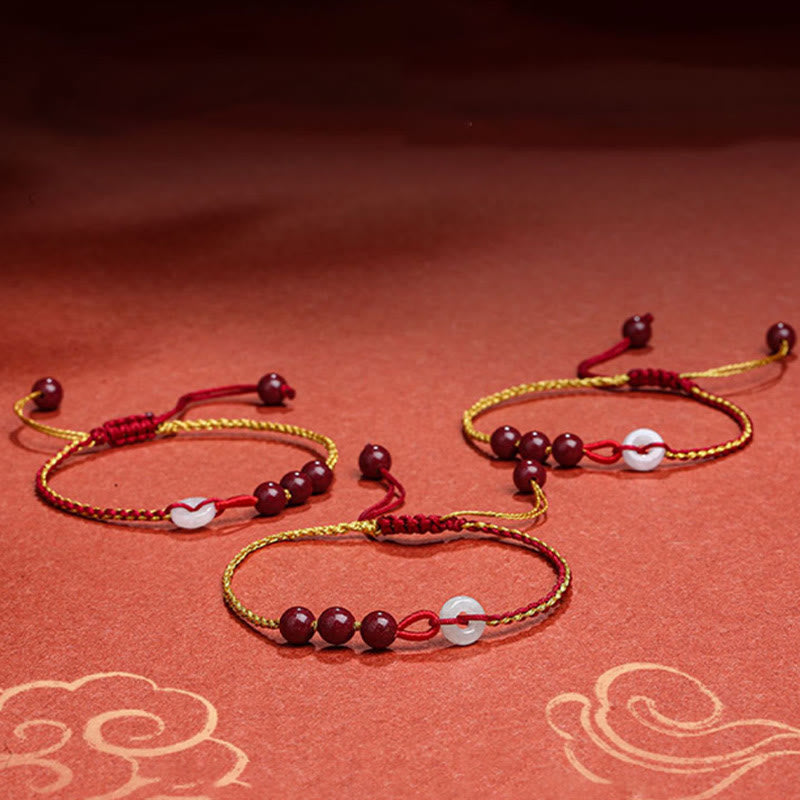 Zinnober-Jade-Armband mit Friedensschnalle für Ruhe und Segen