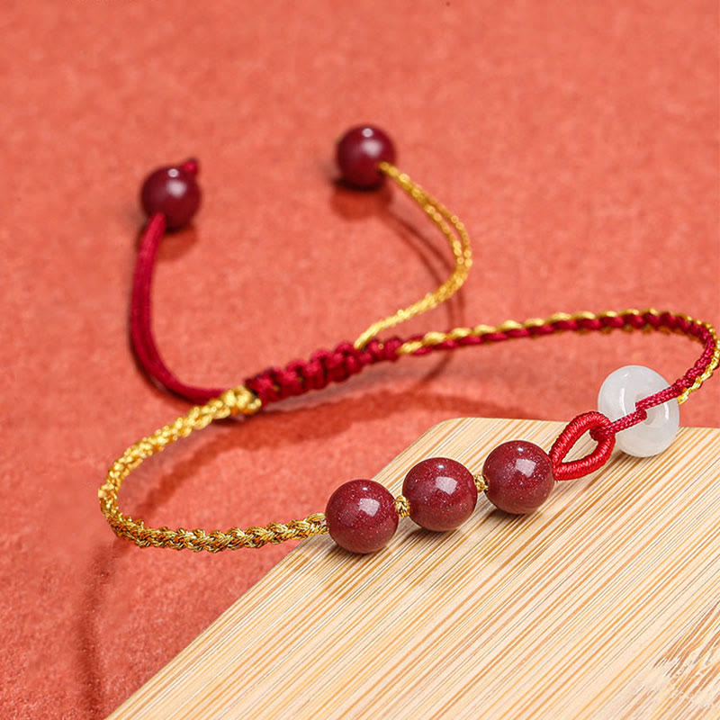 Zinnober-Jade-Armband mit Friedensschnalle für Ruhe und Segen