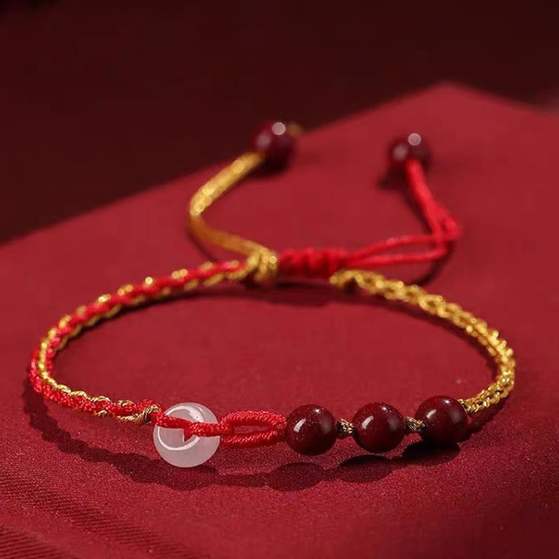 Zinnober-Jade-Armband mit Friedensschnalle für Ruhe und Segen
