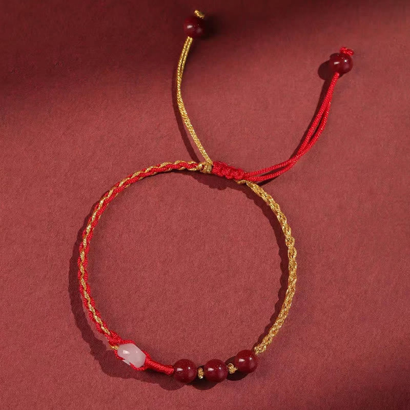 Zinnober-Jade-Armband mit Friedensschnalle für Ruhe und Segen