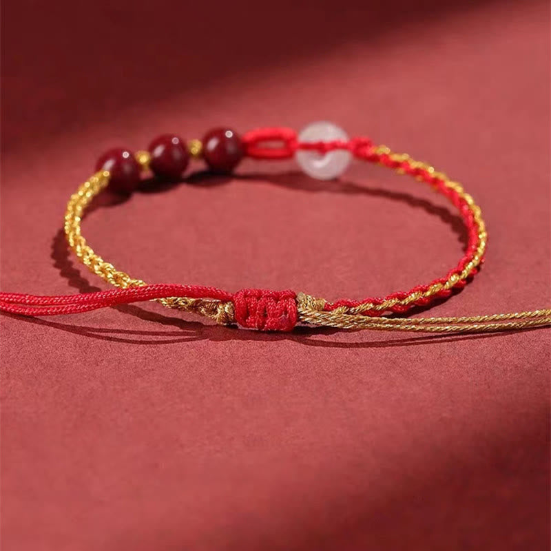 Zinnober-Jade-Armband mit Friedensschnalle für Ruhe und Segen