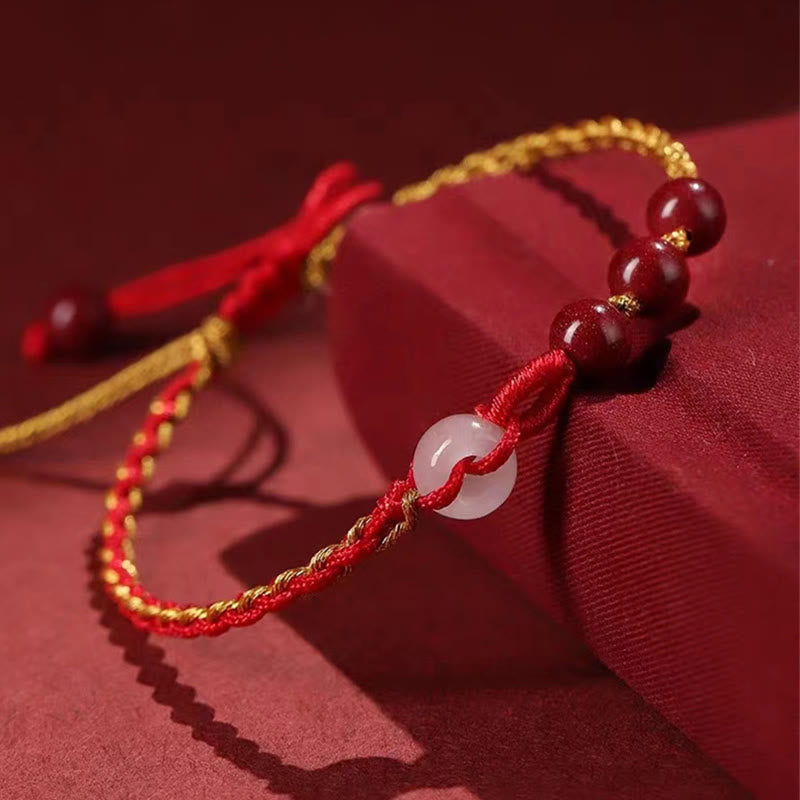 Zinnober-Jade-Armband mit Friedensschnalle für Ruhe und Segen