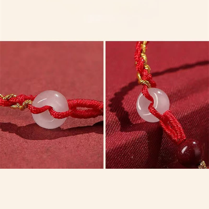 Zinnober-Jade-Armband mit Friedensschnalle für Ruhe und Segen