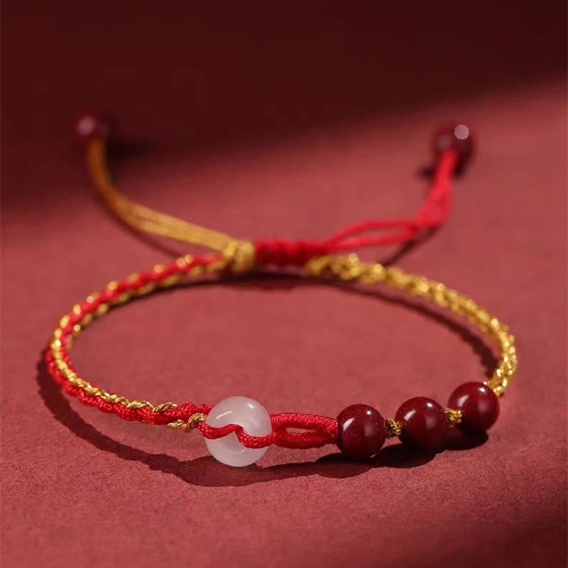 Zinnober-Jade-Armband mit Friedensschnalle für Ruhe und Segen