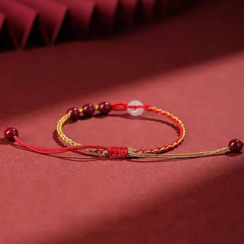 Zinnober-Jade-Armband mit Friedensschnalle für Ruhe und Segen