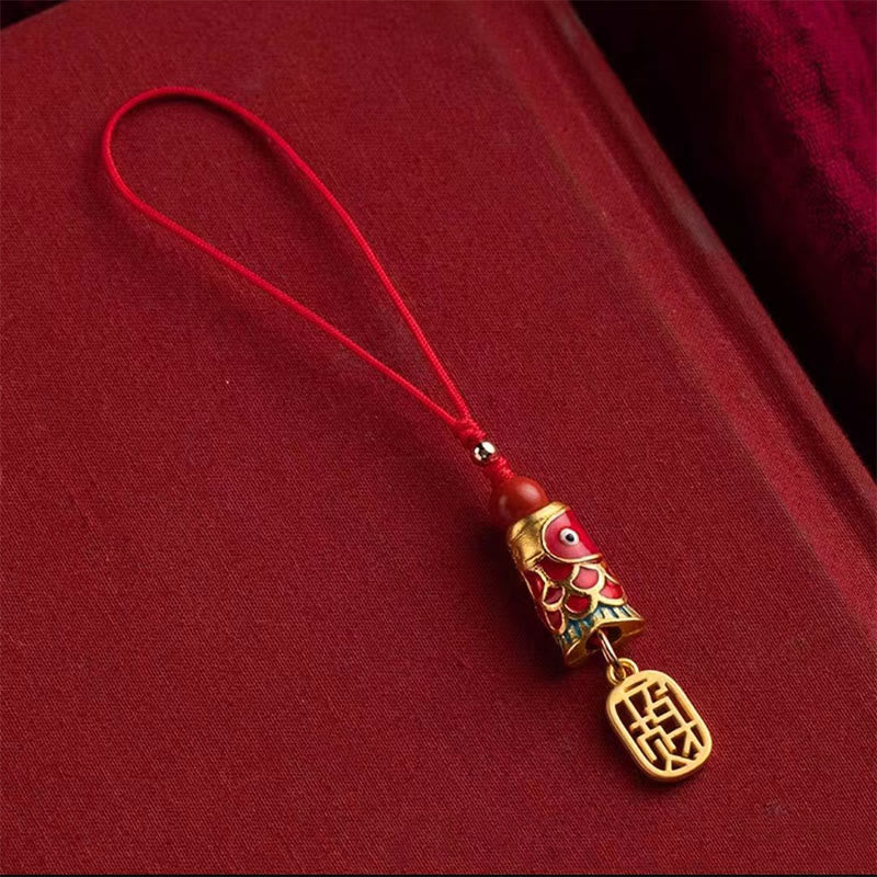 Zinnober-Koi-Fisch-Anhänger für Handy zum Aufhängen für Reichtum und Glück
