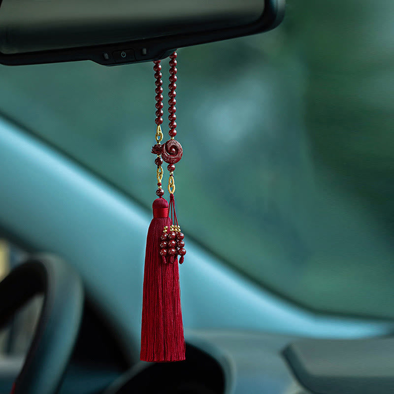Zinnober-Lotus-Dekoration zum Aufhängen im Auto | Symbol für Glück und Ruhe