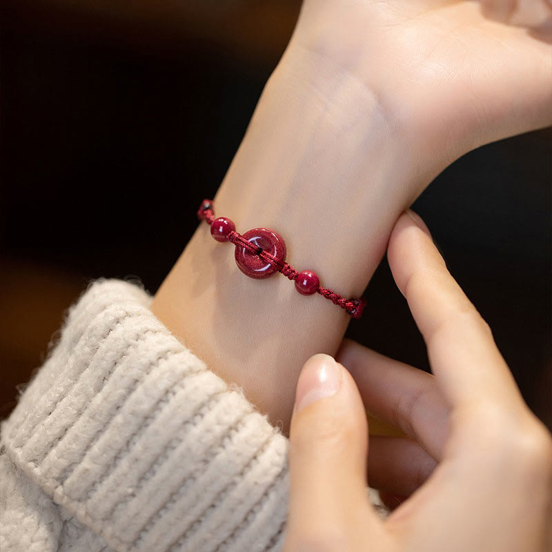 Zinnober-Armband mit Friedensschnalle | Sichere und gesunde Charm-Schnur