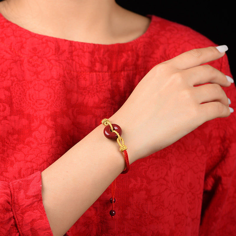 Cinnabar Peace Buckle Geflochtenes Seilarmband zum Schutz