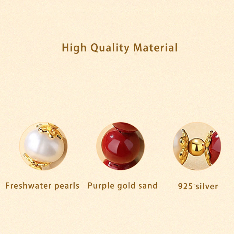 Cinnabar Pearl Blessing Schmuckset aus 925er Sterlingsilber