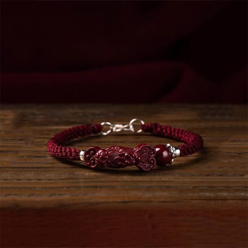 Zinnoberrotes Pixiu-Armband für Reichtum und Glück | Handgefertigt