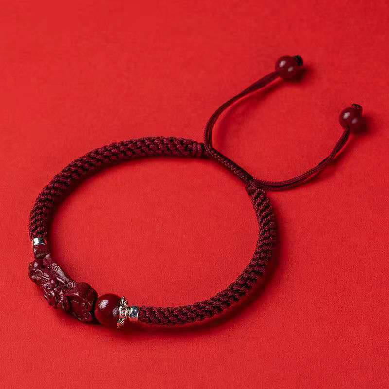 Zinnoberrotes Pixiu-Armband für Reichtum und Glück | Handgefertigt