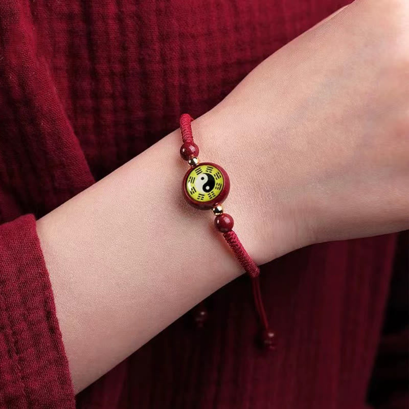Zinnoberrotes Yin-Yang-Armband für Glück und Ausgeglichenheit