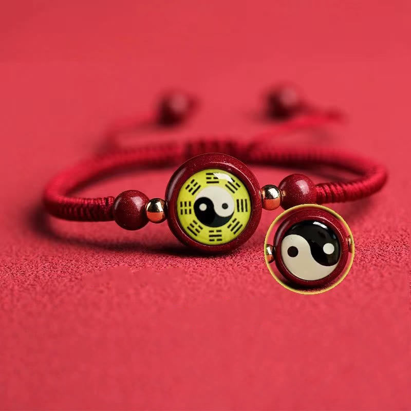 Zinnoberrotes Yin-Yang-Armband für Glück und Ausgeglichenheit