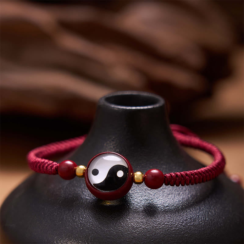 Zinnoberrotes Yin-Yang-Armband für Glück und Ausgeglichenheit
