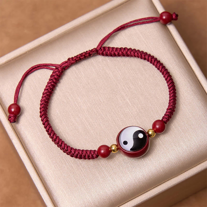 Zinnoberrotes Yin-Yang-Armband für Glück und Ausgeglichenheit