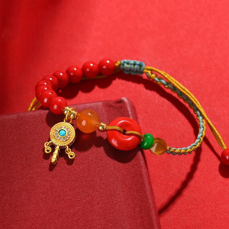 Zinnober String Peace Schnalle Evil Eye Armband Unisex