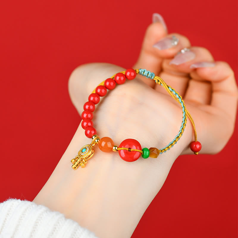 Zinnober String Peace Schnalle Evil Eye Armband Unisex